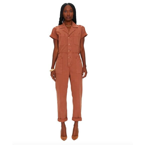 Pistola Grover Jumpsuit in Cinnamon Orange Terracotta Size Small Short Sleeve - Picture 1 of 8